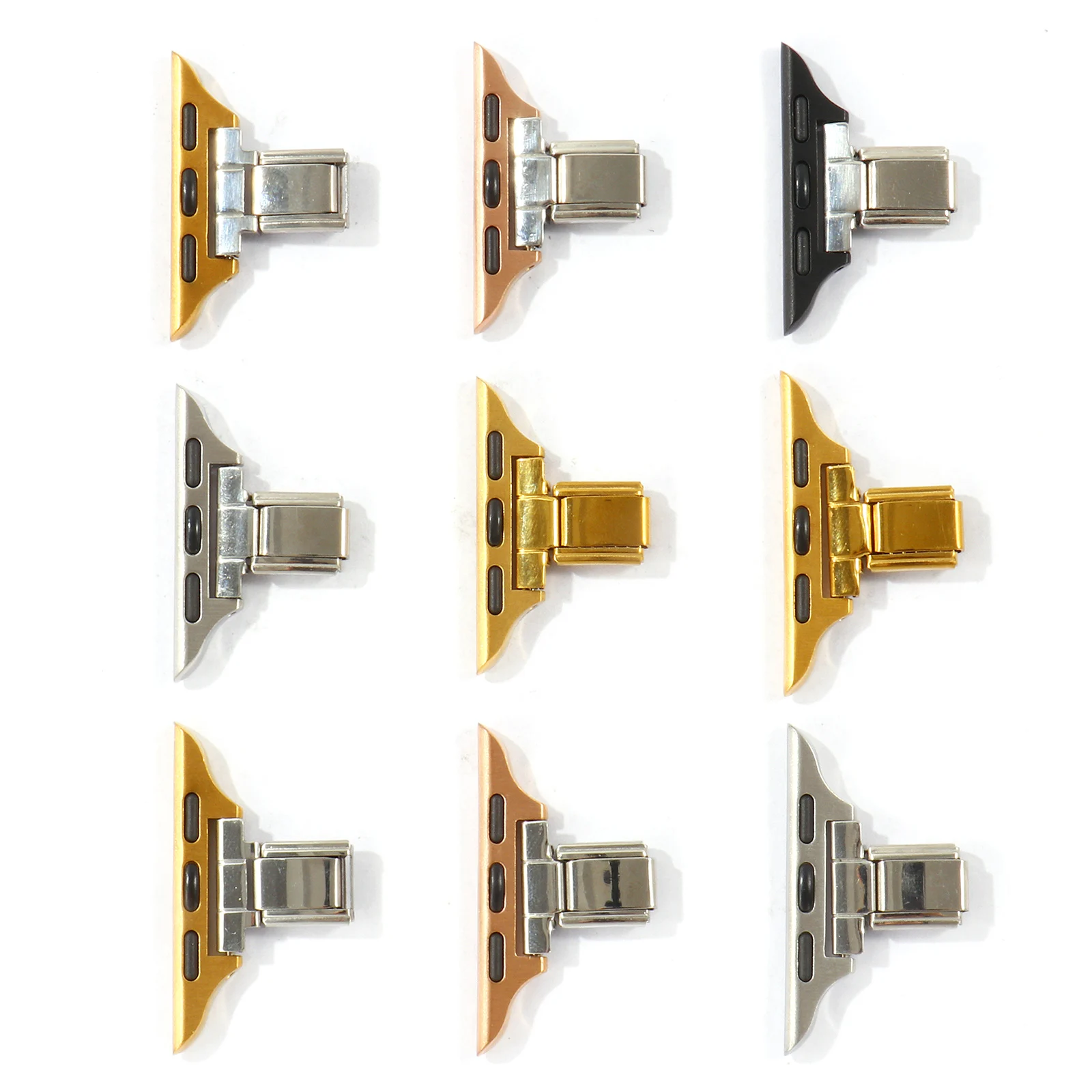 1 Pair Stainless Steel Italian Charm Wrist Watch Adapter Connector Multi‑Color Watch Band End Clasp for Modular Bracelet Jewelry