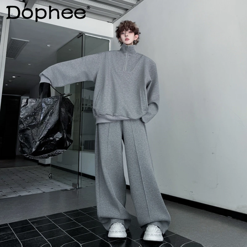 

2026 Men's Spring New High-End Two-Piece Sets Zipper Sweatshirts Comfortable Sports Pants Sets Male Stylish Handsome Simple 2pcs