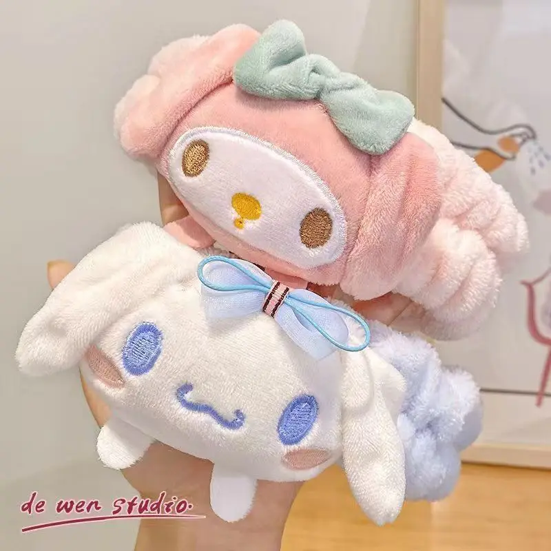 귀여운 산리오 쿠로미 멜로디 봉제 인형 세안용 메이크업 헤어밴드 시나모롤 폼폼푸린 달콤한 논슬립 탄력 헤어 액세서리