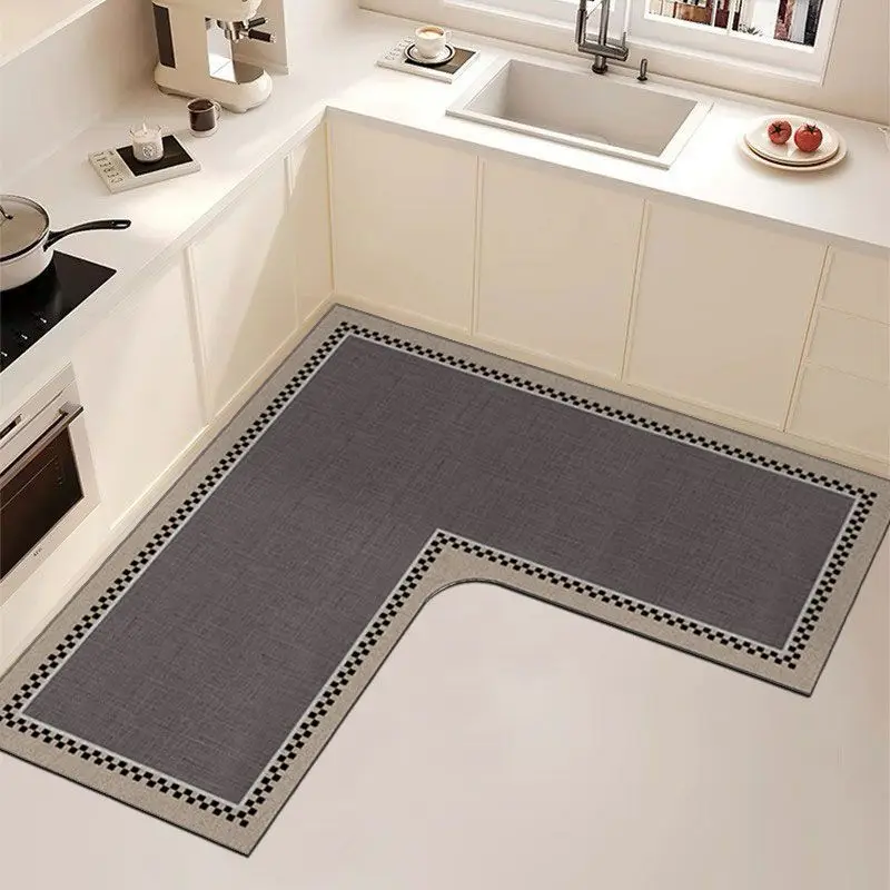 

Kitchen Specific Floor Mat with Soft Diatomaceous Earth L-shaped Whole Piece Absorbent Pad Dirt Resistant Foot Carpet Can Be Cut