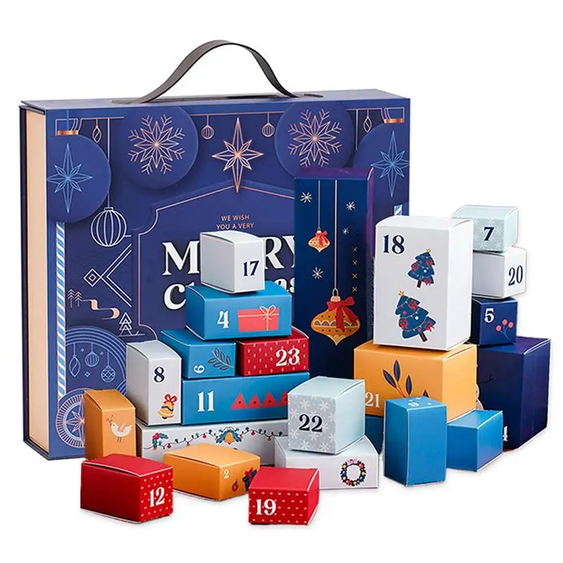 24 Grids Empty Advents Calendar Box 2024 Countdown Fillable Surprises Box for Kids Family Christmas Storage Boxes