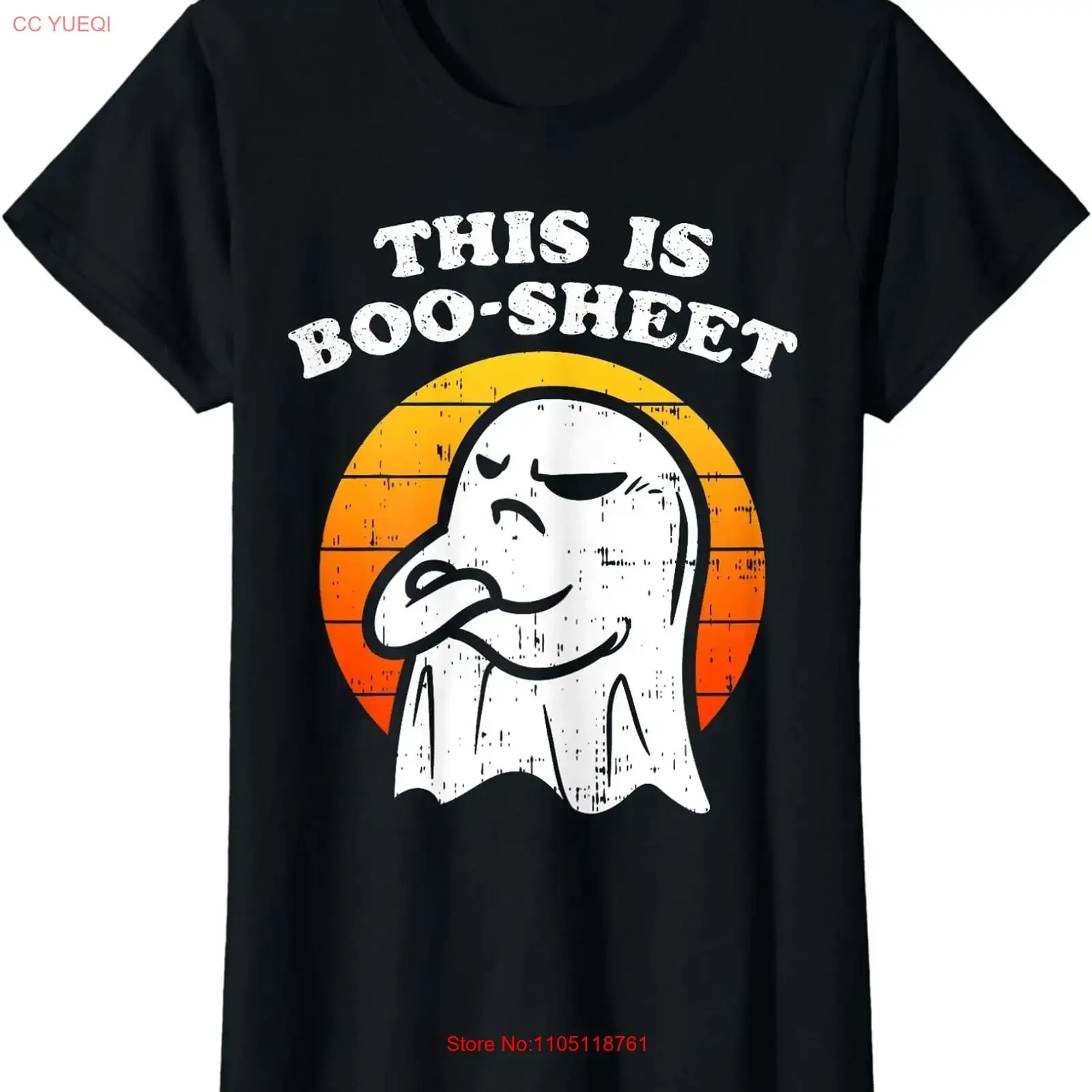 This is Boo sheet Ghost Halloween Funny Party Ladies' Crewneck T Shirt long or short sleeves vintage Washed Soft graphic
