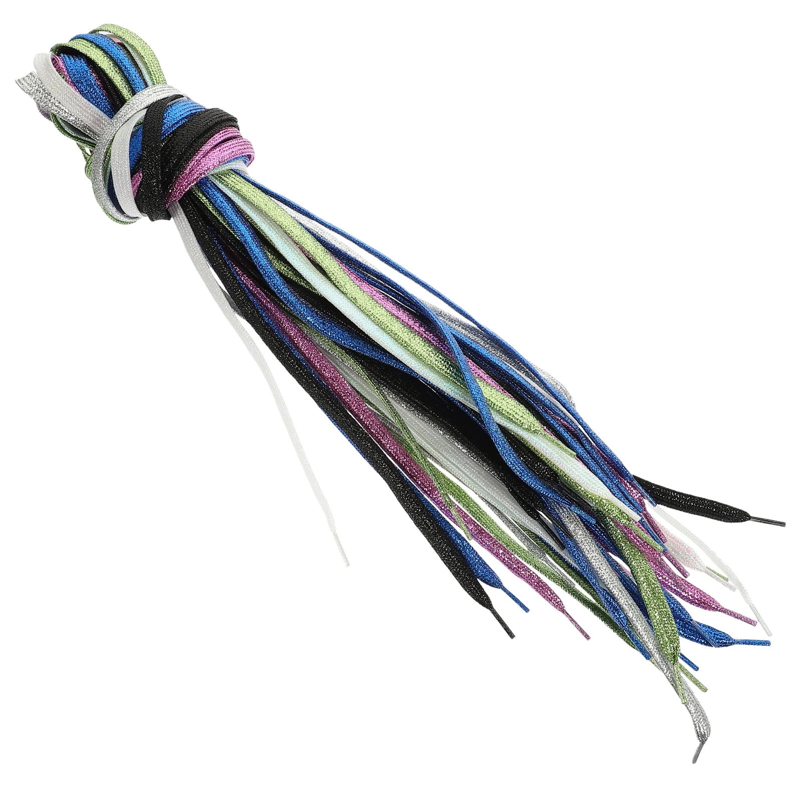 

1.1M Metallic Glitter Flat Shoelaces Durable Colorful Replacement Laces For Sneakers Canvas Shoes Sparkly Gold Silver