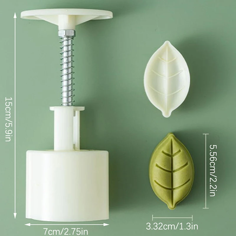 プラスチックモロンケーキ型クッキーカッター、リーフスタンプ付き、再利用可能な手動プレス面、ペストリー装飾ツール、30g