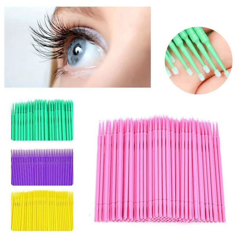 100 pcs/pack escovas de maquiagem descartáveis cotonete microescovas ferramentas de extensão de cílios chicote individual removendo ferramentas cotonete