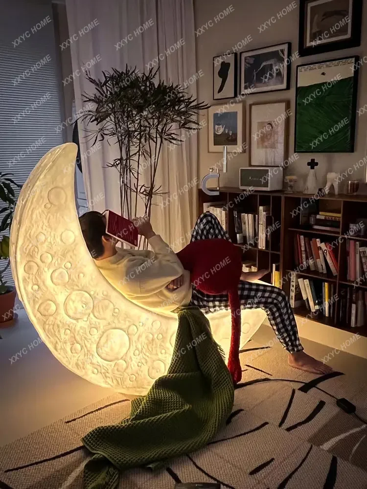 Moon-Light Lamp Designer Luminous Moon Chair Crescent Recliner Bedroom Living Room Atmosphere Floor Lamp