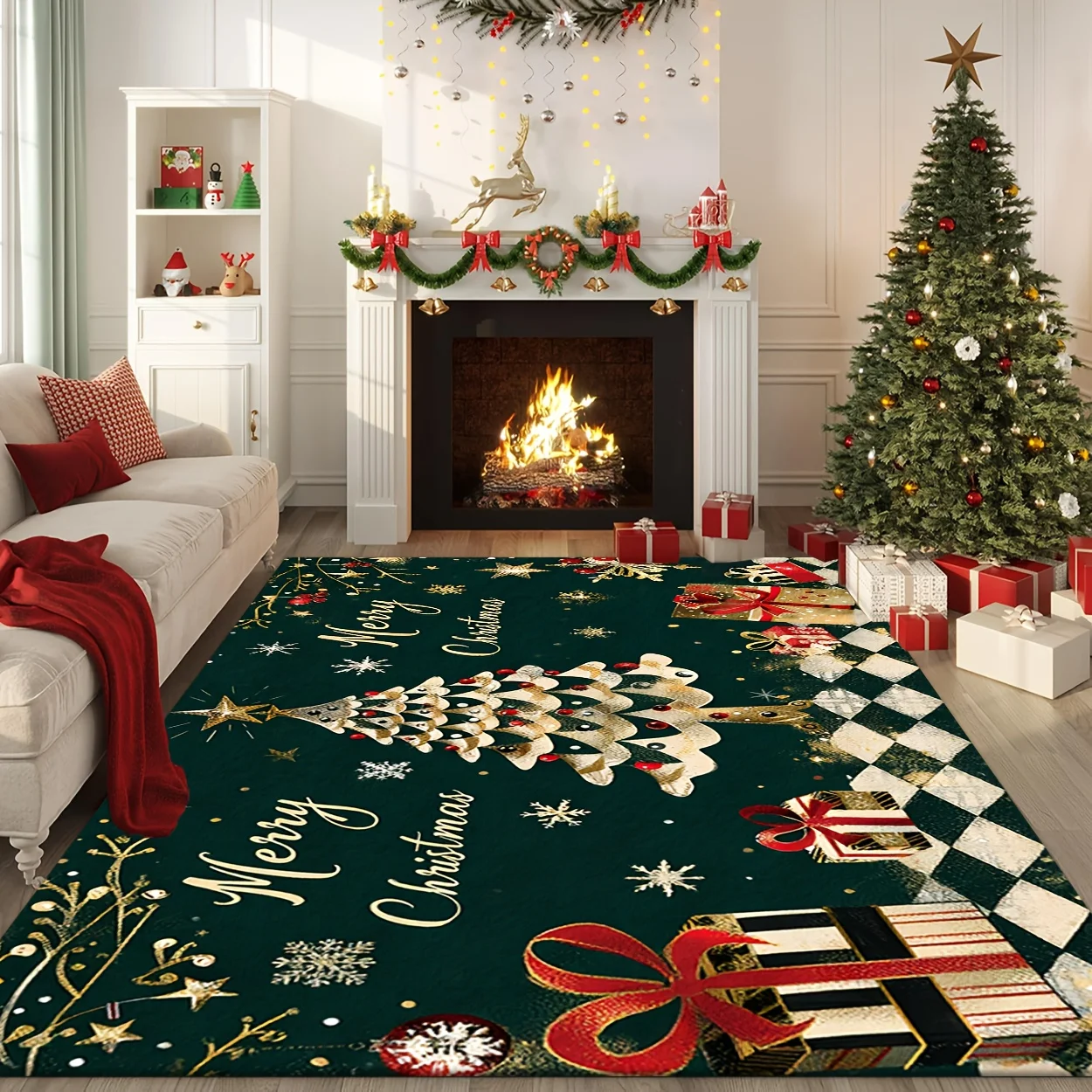 Home Bathroom Scene - 2D Printed Fashion Christmas Rug, Multi‑Scene