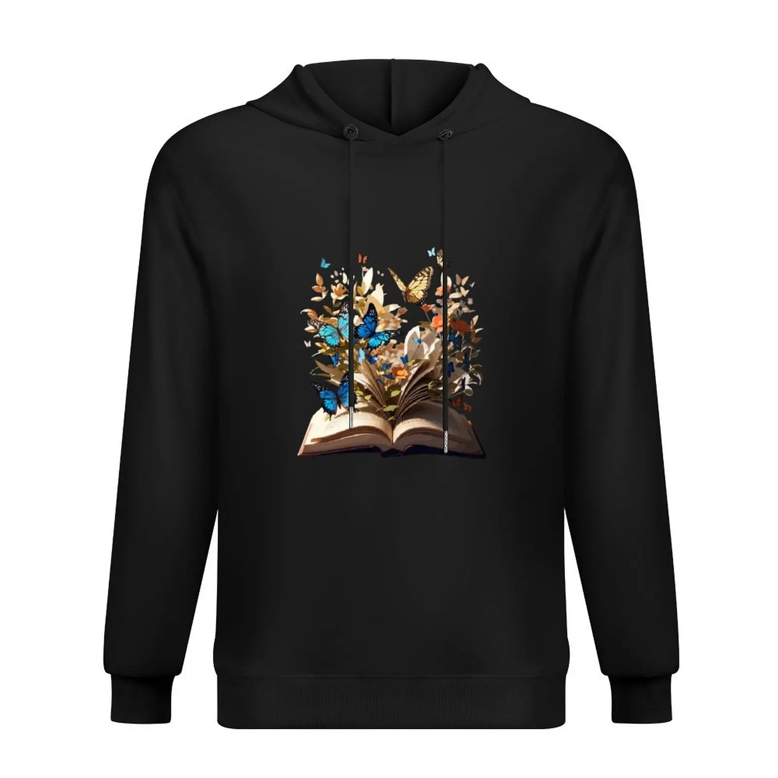

Open Book With Flowers and butterflies Hoodie korean clothes anime clothes hooded shirt autumn jacket men graphic hoodies