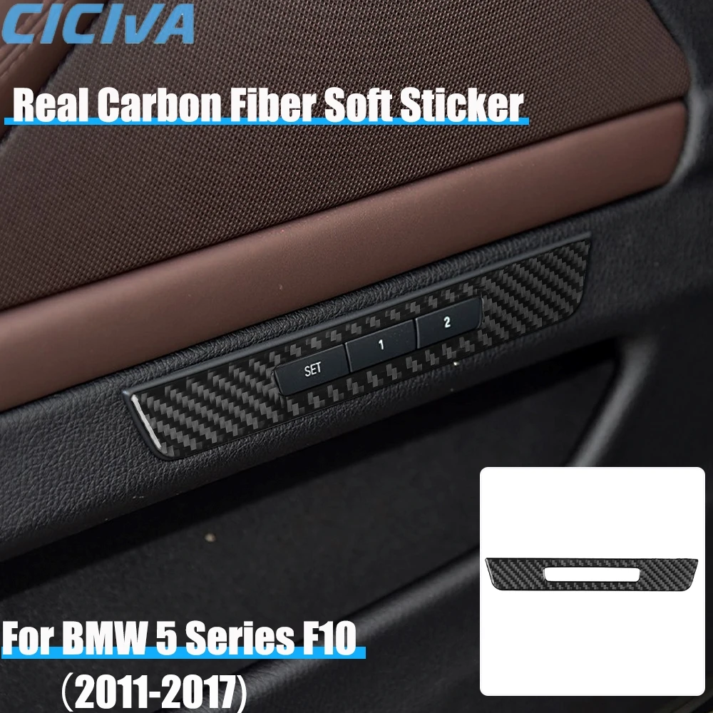 

Real Carbon Fiber Car Accessories Seat Memory Trim Cover Soft Sticker For BMW 5 Series F10 2011 2012 2013 2014 2015 2016 2017