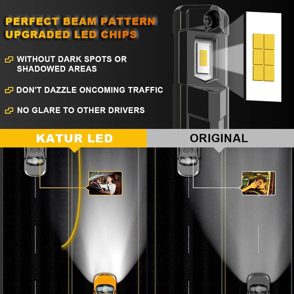 Katur 2x H4 H7 H8 H11 9005 9006 H9 HB3 HB4 HIR2 9012 LED Scheinwerfer Canbus 40000Lm LED Lampe Auto Scheinwerfer 6000K Auto Licht
