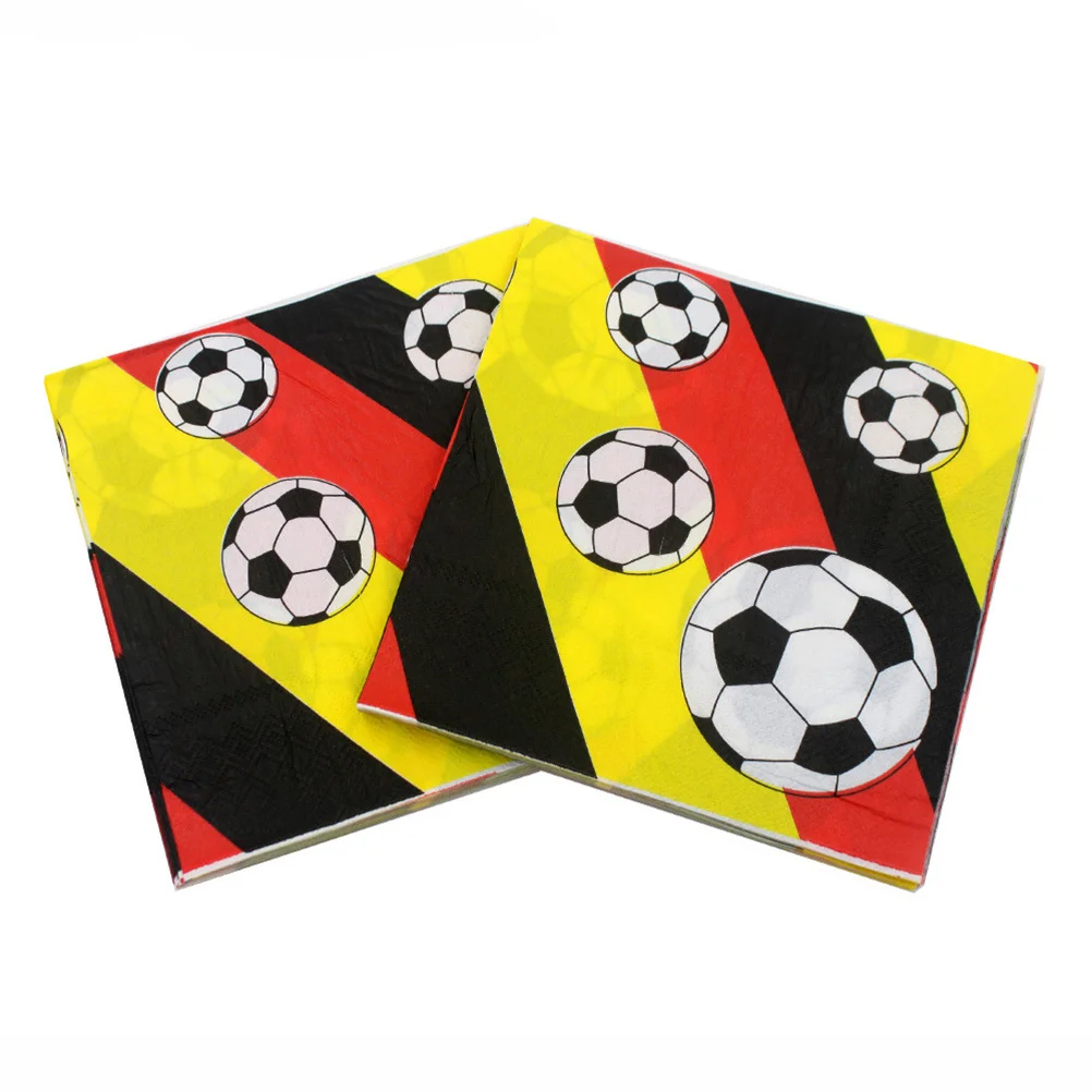 Football Printed Napkin Colorful Paper Tissue For Soccer Party Restaurant Hotel Banquet Tableware Decor Supplies