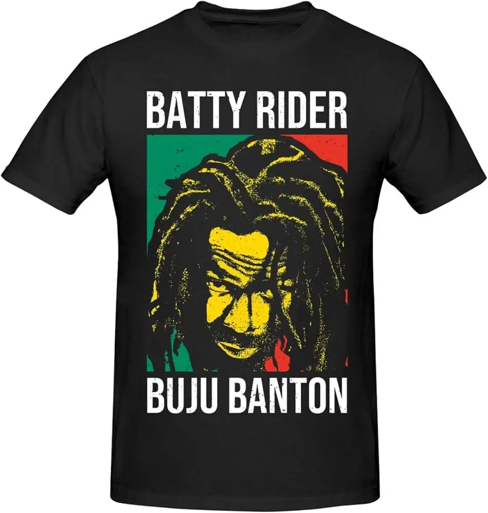 

Футболка Buju Music Banton с коротким рукавом и круглым вырезом, мягкая Базовая Классическая модная повседневная черная с принтом