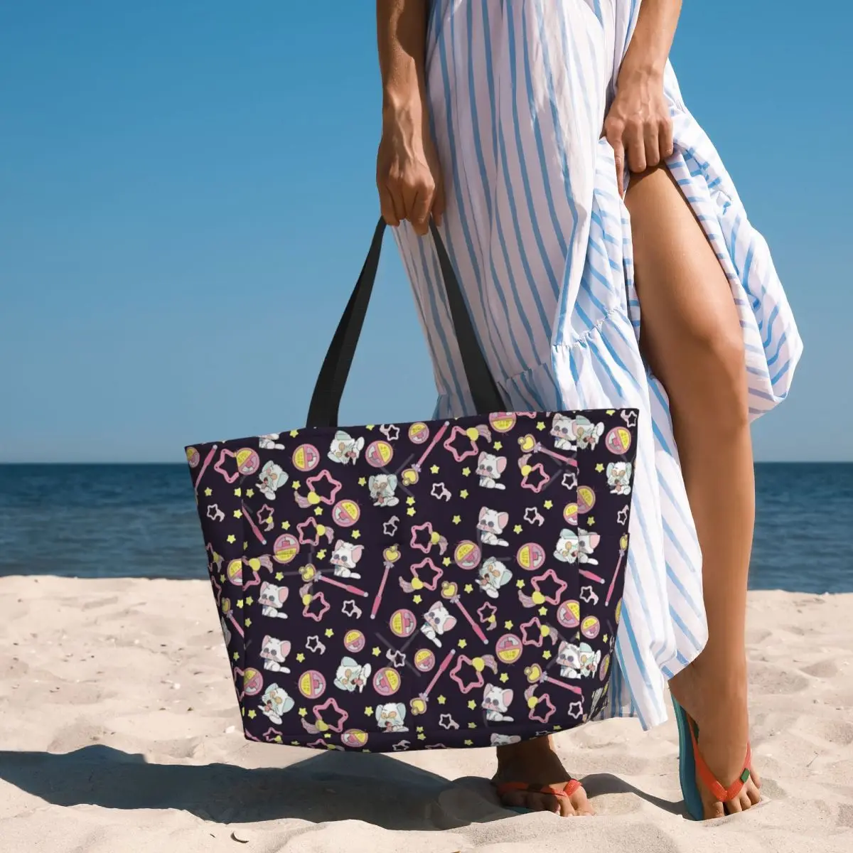 Bolsa de viaje de playa con textura de Mami cremosa, bolso de mano personalizable de gran capacidad, bolso de hombro diario, patrón multiestilo