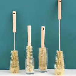 Bottle Brush Cleaner with Long Wooden Handle Water Bottle Cleaning Brush Natural Bristle Kitchen Scrub Bottle Brush for Cup Jug