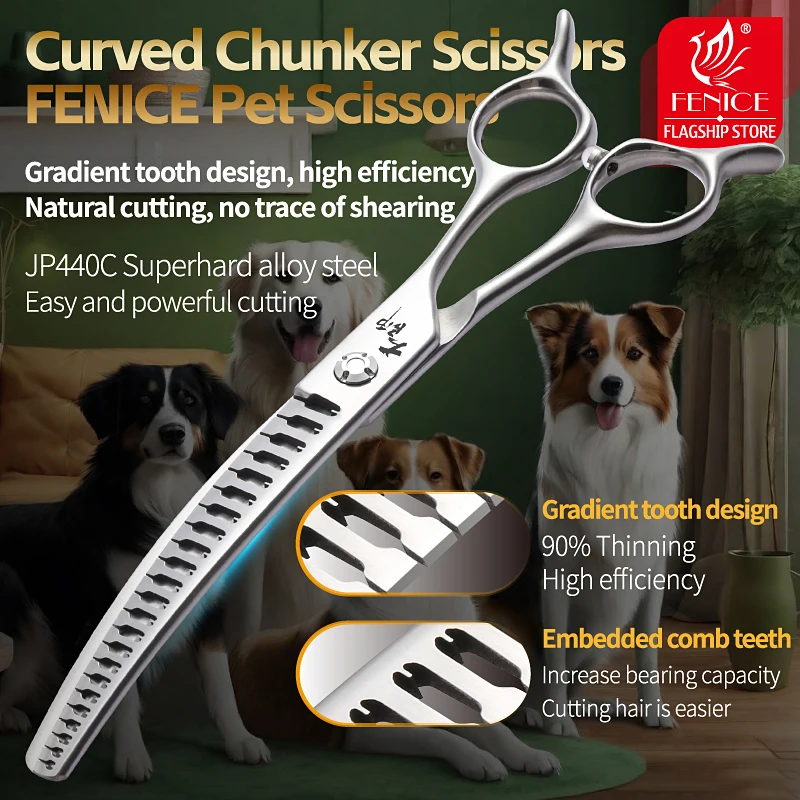 

Fenice Master Series 7Inch Trimming Dog Hair Clipper Beauty Grooming Scissors Curved Natural Chunker Shears Pet Scissor 80% Rate