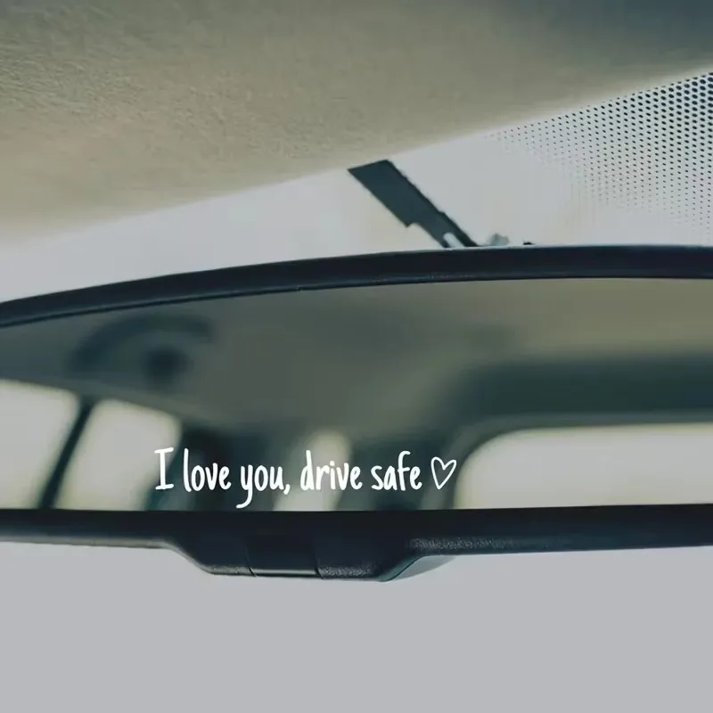 I Love You Rearview Mirror Decal - Heartfelt Safety Reminder for Women Drivers - DurableVinyl, Stylish Car Accessory