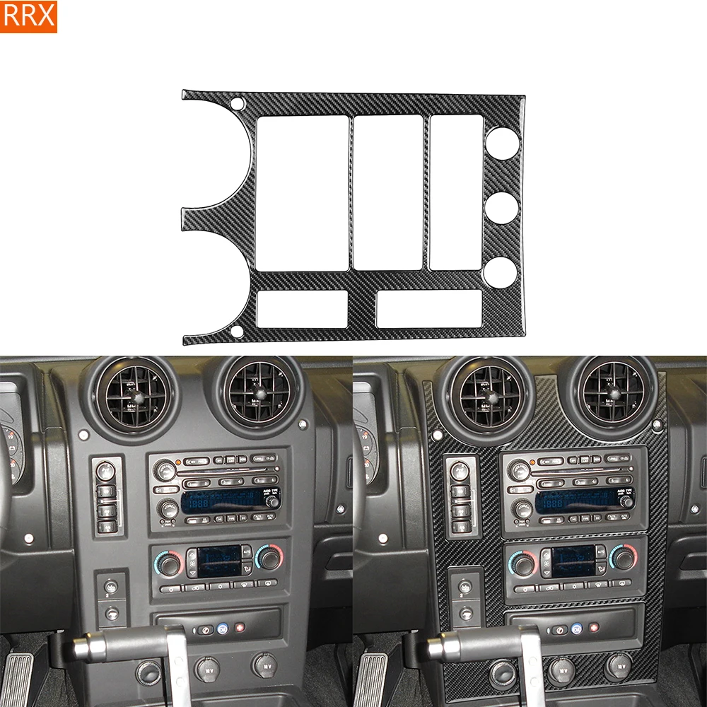 Center Console Radio CD Control Panel Carbon Fiber Sticker For Hummer H2 2003-2007 Car Interior Decorative Accessories