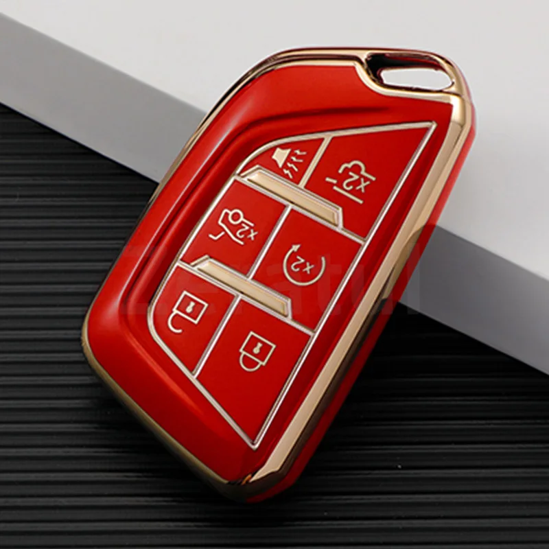 For Cadillac Escalade CT4 CT4-V CT5 XTS CT6 C8 for GMC Yukon 2021 2022 6 Buttons TPU Car Key Fob Cover Case Shell Accessories view 5