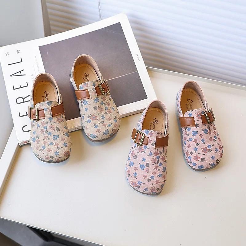 Zapatos De NiñaRetro فتاة حذاء الخريف جديد فتاة حذاء من الجلد الأزهار الأميرة حذاء لينة وحيد حذاء طفل غير رسمي Allmatch النساء الأحذية #1