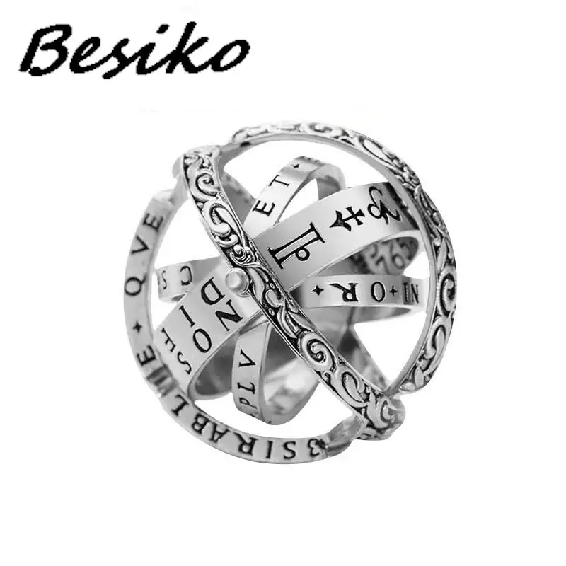 Besiko Metamorphic Astronomical Ball Ring for Men and Women Reversed Metamorphic Cosmic Ball Ring Retro Style Couple Jewelry