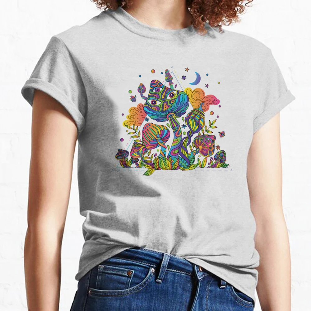 Magic Mushrooms Alien Psychedelic tshirt women anime funny tshirt girl streetwear manga graphic clothes