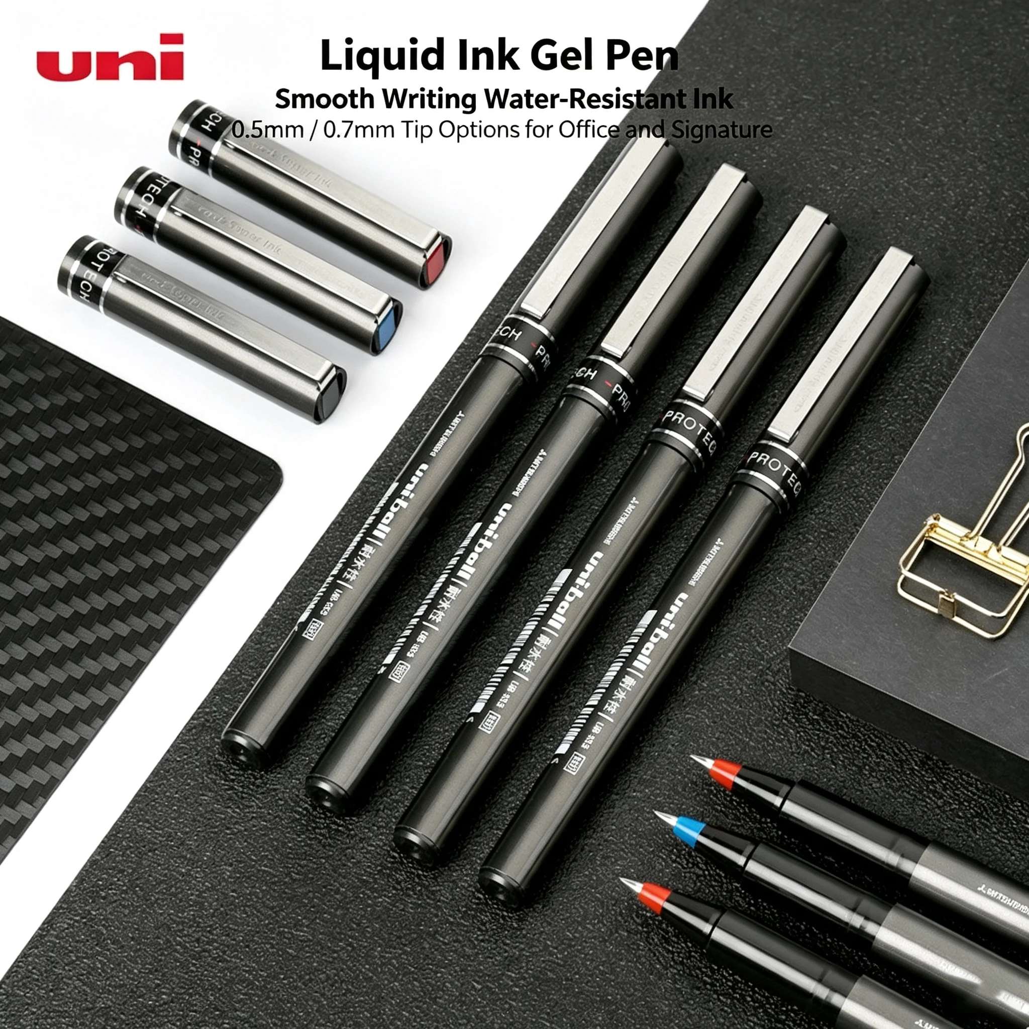 3Pcs Uni-ball UB-155 Gel Pen – 0.5mm Fine Point, Liquid Ink Rollerball, Waterproof & Fade-Resistant for Office, School, Exam, Da