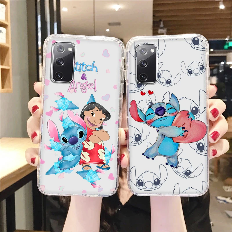 Stitch Lilo Angel For Samsung Galaxy A04 A04E A42 A12 A02S A91 A81 A71 A51 A41 A31 A21 Transparent Soft Phone Case Coque Capa