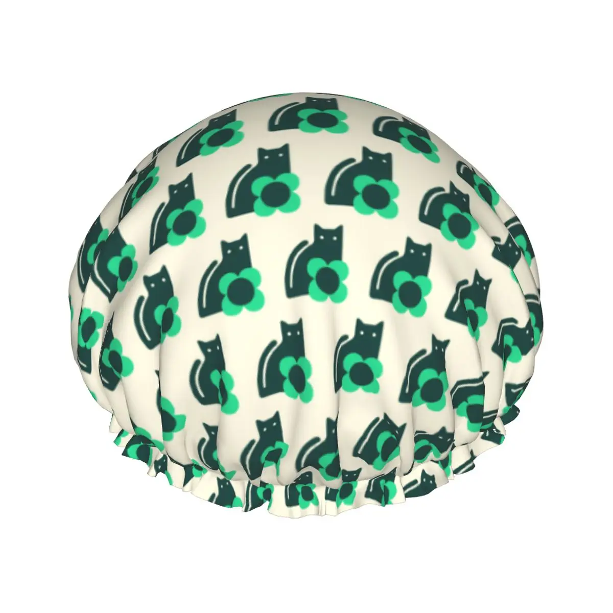 Orla Kiely Cat Shower Cap Women Double Layer Waterproof Scandinavian Bath Caps for Long Hair