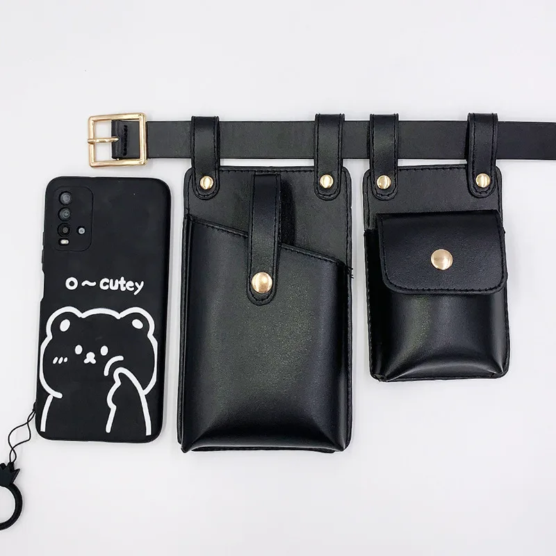 

Two Piece Fashionable Waist Bags for Women's New Mobile Phone Charter Car Punk Style Belt Waist Bag Neutral