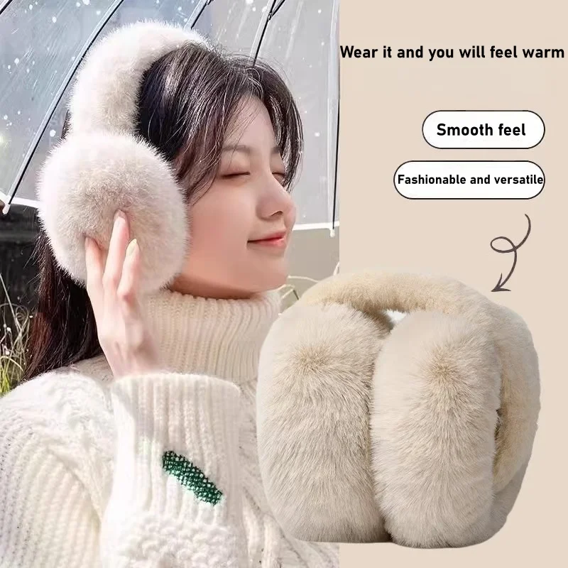 Winter women's Plush Ear Muffs Fashionable Anti-Freeze Easy Storage Ear Protection Soft Comfortable Ear Covers for Cold Weather