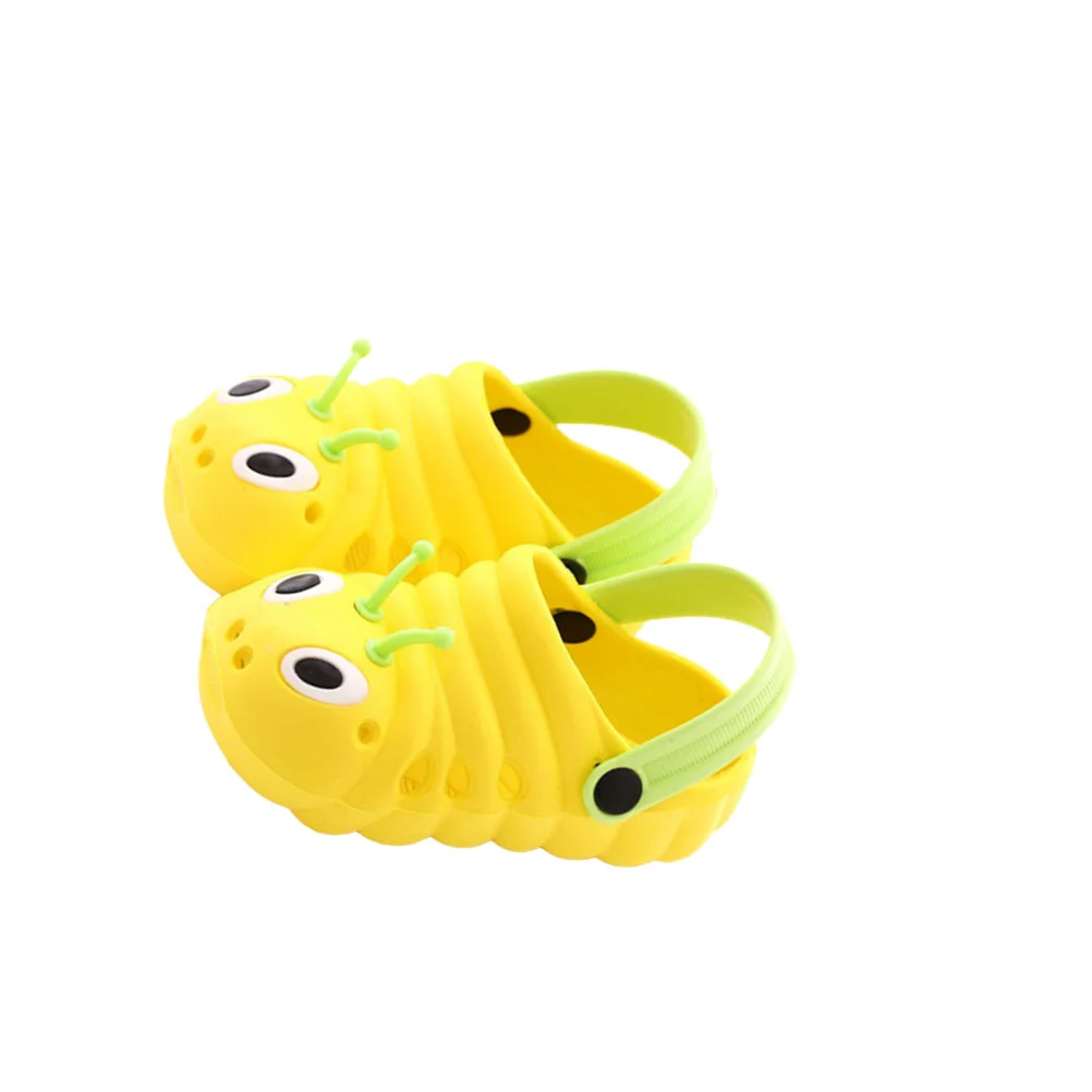 1 Pair Caterpillar Beach Non-slip Shoes Cartoon Summer Sandals Cool Slipper for Boys Girls (Yellow Size 27 Length 16cm)