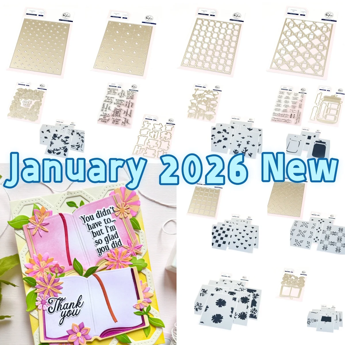 January New Jar Wishes Wild Meadow Wreath Wildflowers Metal Cutting Dies Clear Stamps Stencil For DIY Scrapbook 2026 Valentine