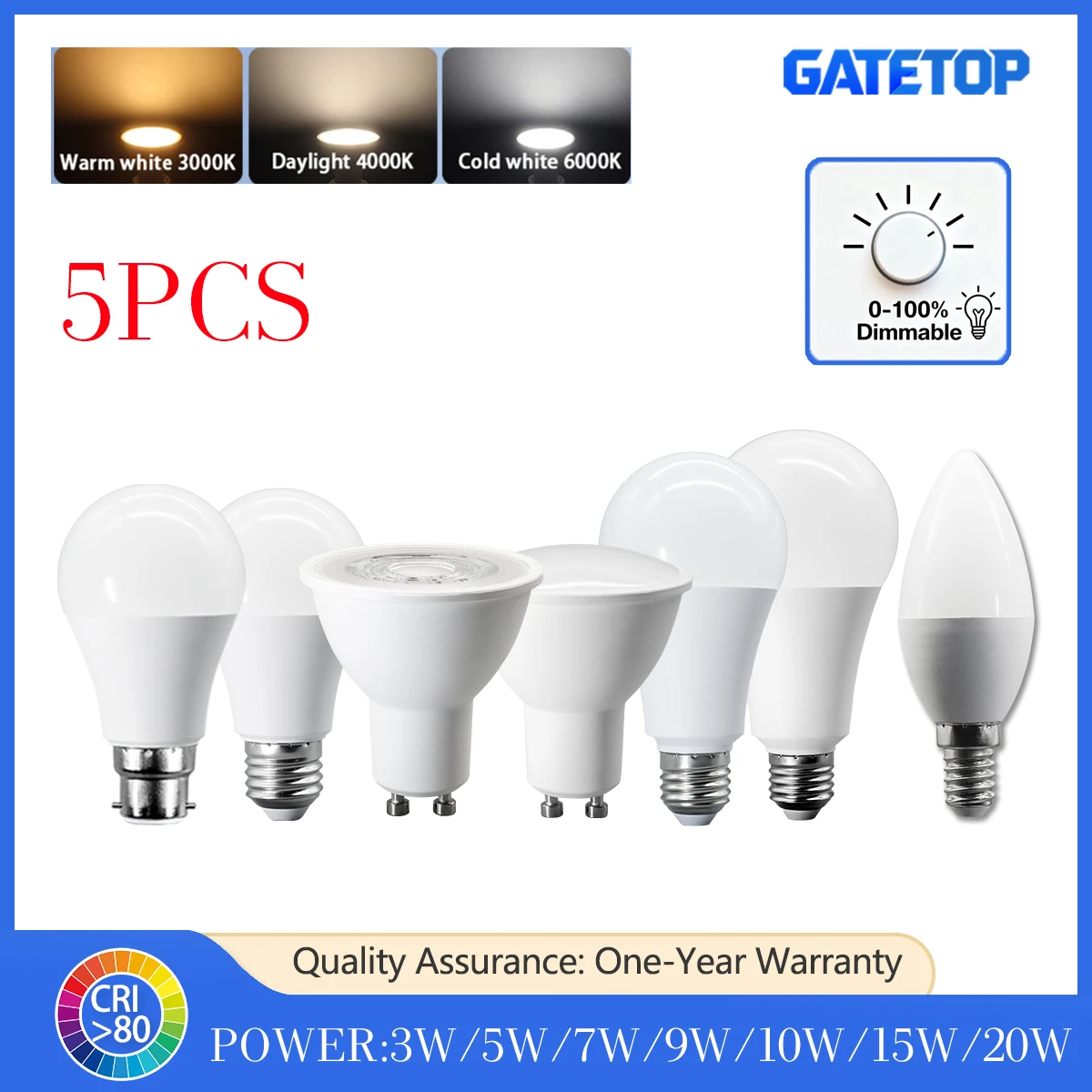 

5 шт. светодиодные прожекторы с регулируемой яркостью GU10 E27 B22 E14 AC220V, теплые лампы, замена галогенной лампы 50 Вт для домашнего направленного освещения