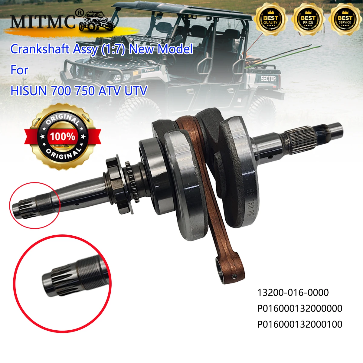 

Crankshaft Assy (1:7) New Model For HISUN 700 CREW UTV FORGE AXIS SECTOR TACTIC Performance RK 750 ATV UTV 13200-016-0000