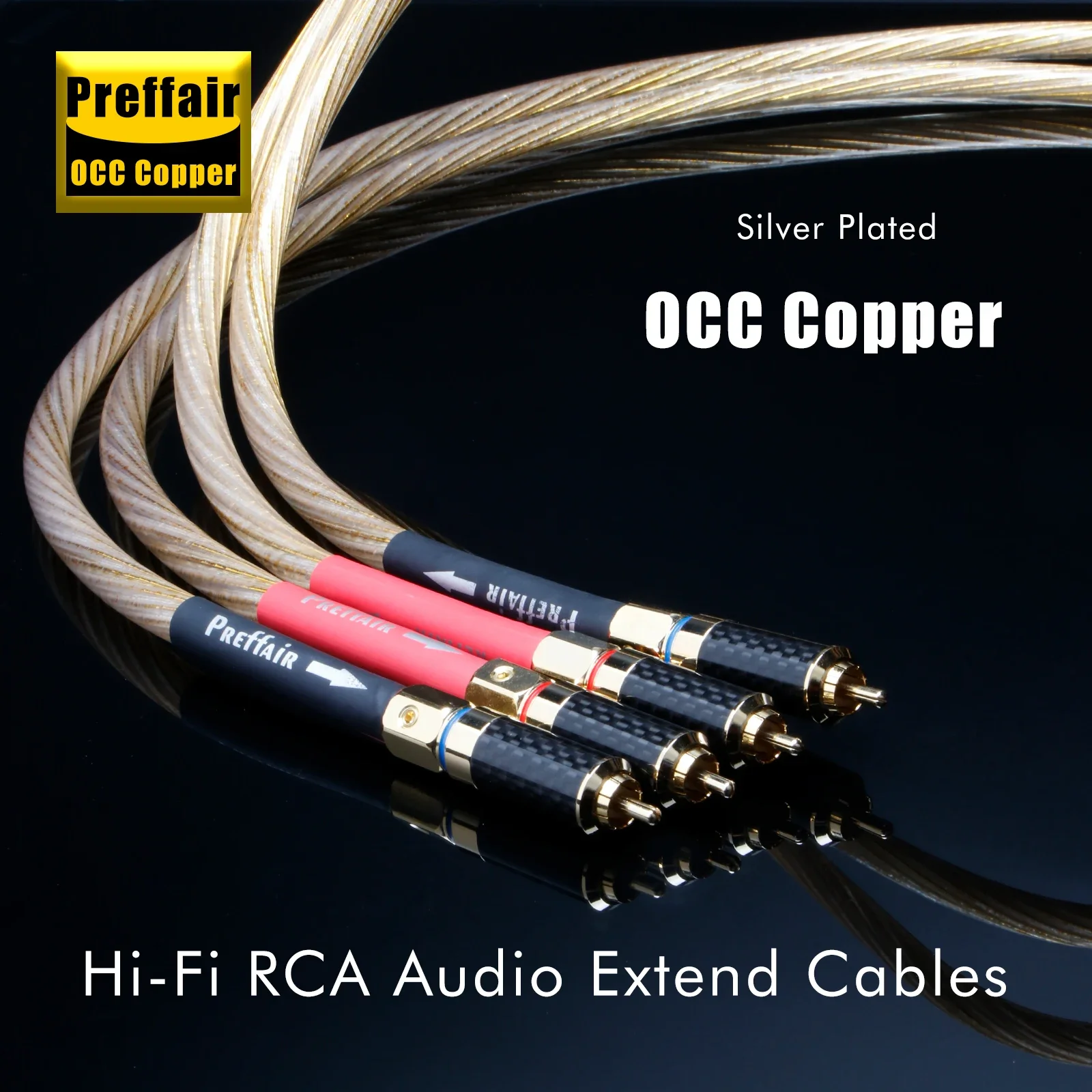 

Hifi Gold RCA Cable 8N OCC Mixed Pure Silver RCA Audio Cable with Gold Plated Plug for Subwoofer Amplifier
