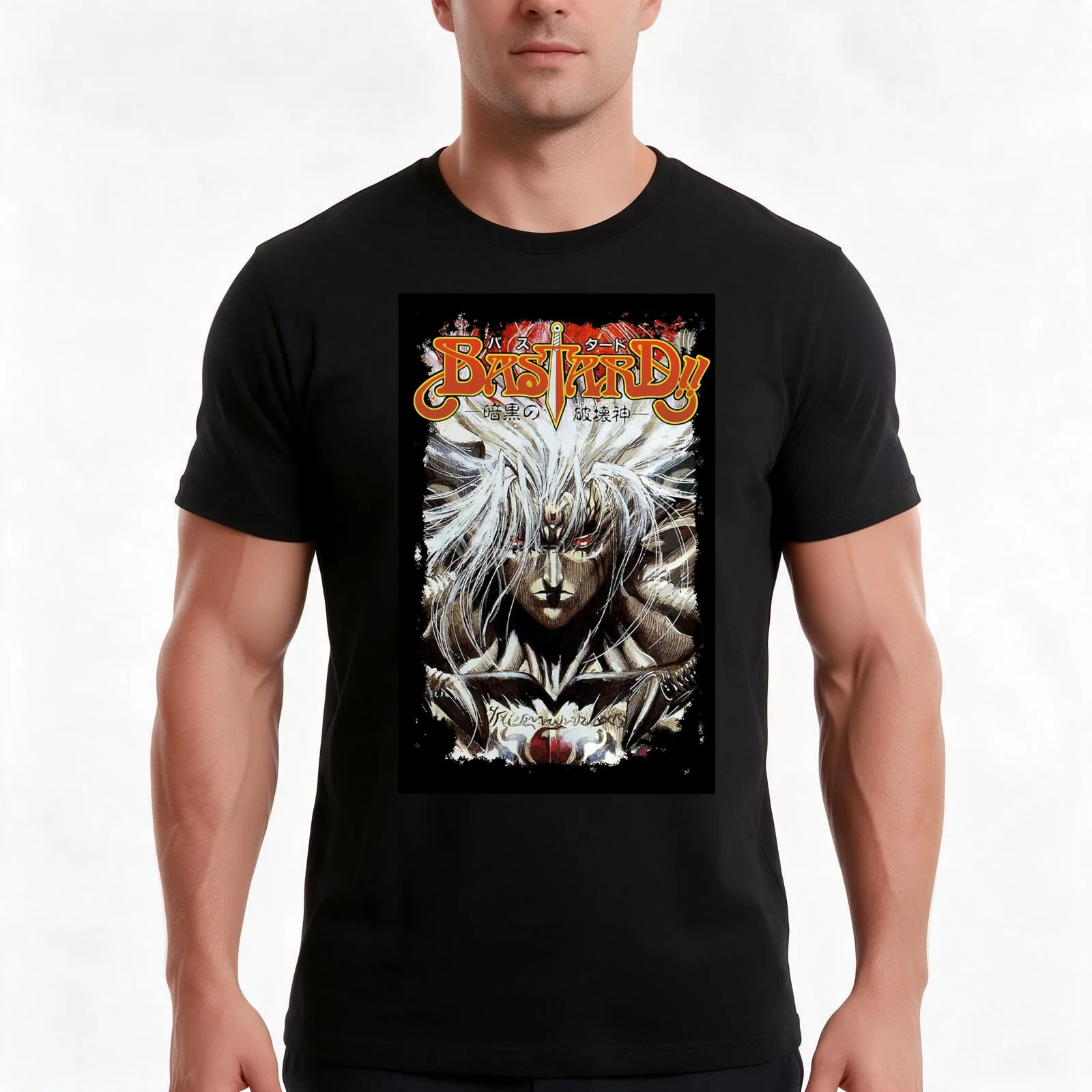 Bastard Anime Poster T-Shirt, Summer Casual Cotton Tee, Oversized Streetwear Tops, Vintage Graphic Print, Loose Fit Short Sleeve