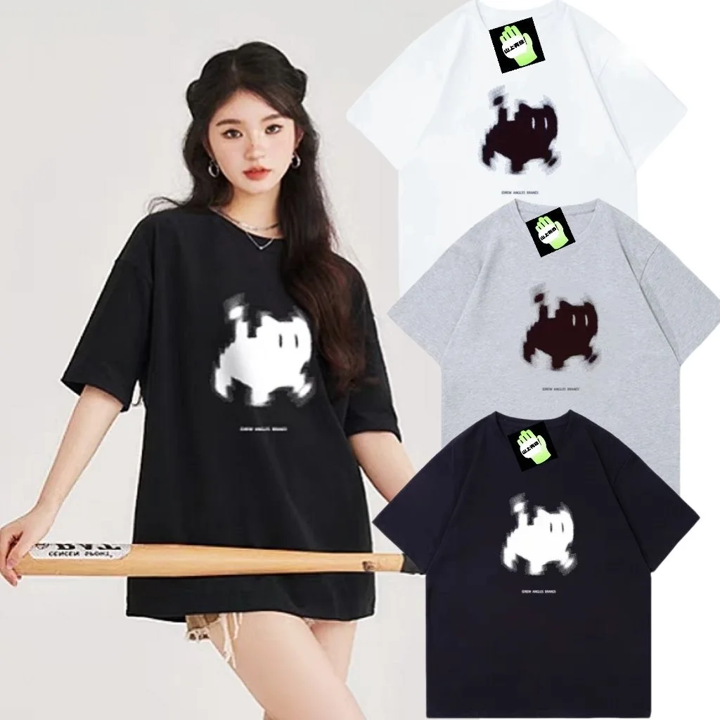 2024 New Korean Summer Cute Cat Print Casual Versatile Sports Loose Women's Plus Size Short-sleeved T-shirt