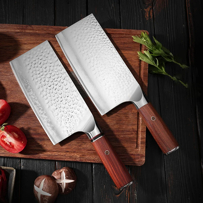 

8-дюймовый нож-измельчитель, лезвие из дамасской стали, деревянная ручка, шеф-повар, мачете, нож для нарезки, кухонный нож ручной работы, инструменты для мяса и птицы