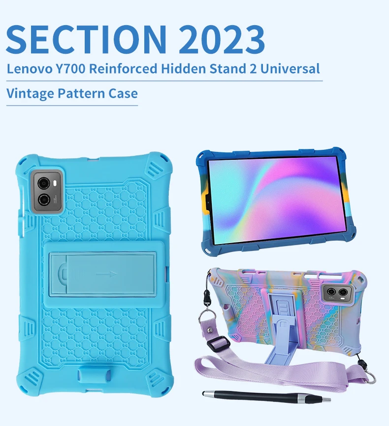 Soft Silicon Case Universal For Lenovo Legion Y700 2023 2022 TB9707F 9707X 8.8 inch Kickstand Tablet Cover With Shoulder Strap