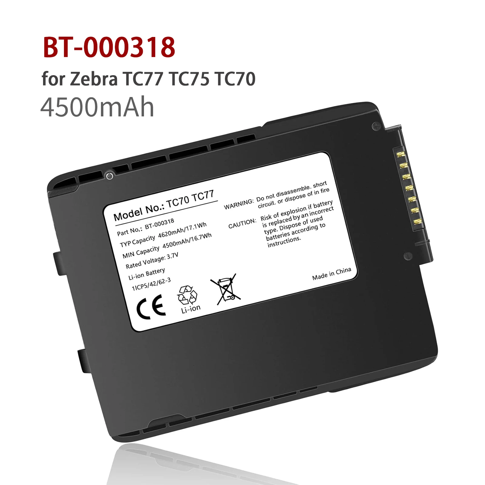 

4500mAh TC70 Battery Replace for Zebra Symbol TC77 BT-000318 TC75 TC70X BTRY-TC7X-46MA2 82-171249-01 TC700H TC77HL