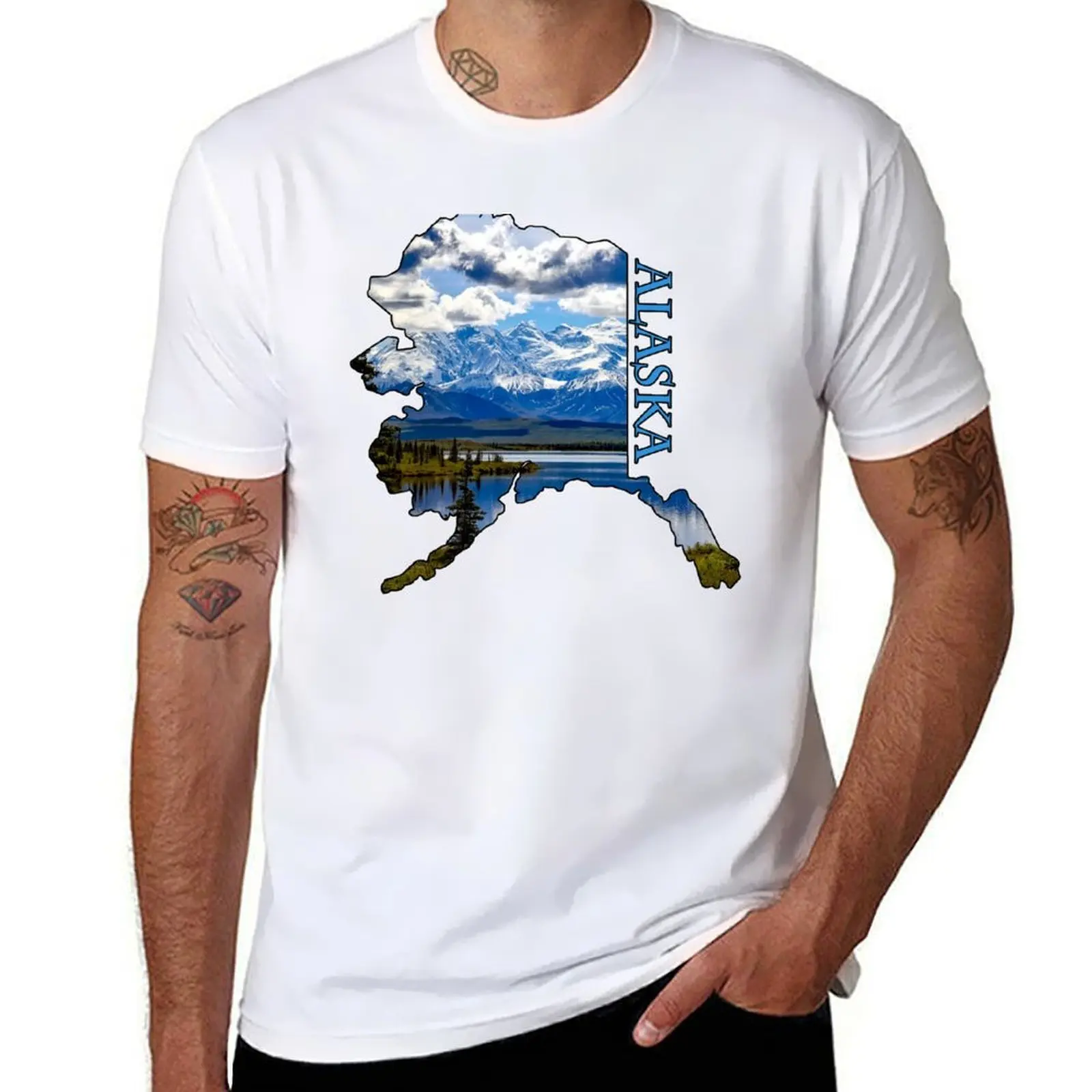 

State of Alaska Outline T-Shirt t shirts for man graphic vintage anime t shirts oversize T-Shirt