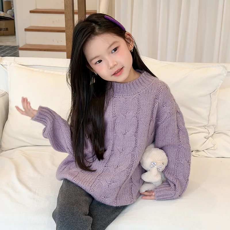 2026 Fashion Girls' Autumn and Winter Atmosphere Retro Knit Top Gentle Lazy Texture Fried Dough Twists Sweater