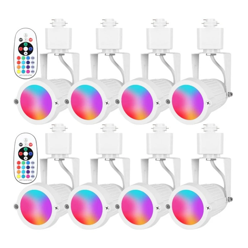 

White Single RGBW Track Light 90-265V 3-Wire Track Head Aluminum With Colorful Remote Control For Bar