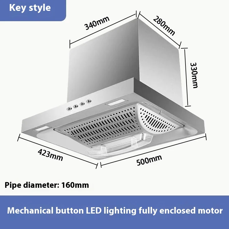 モダンなスリムレンジフード、クリスタルスクリーンと先進技術搭載、キッチン用レンジフード