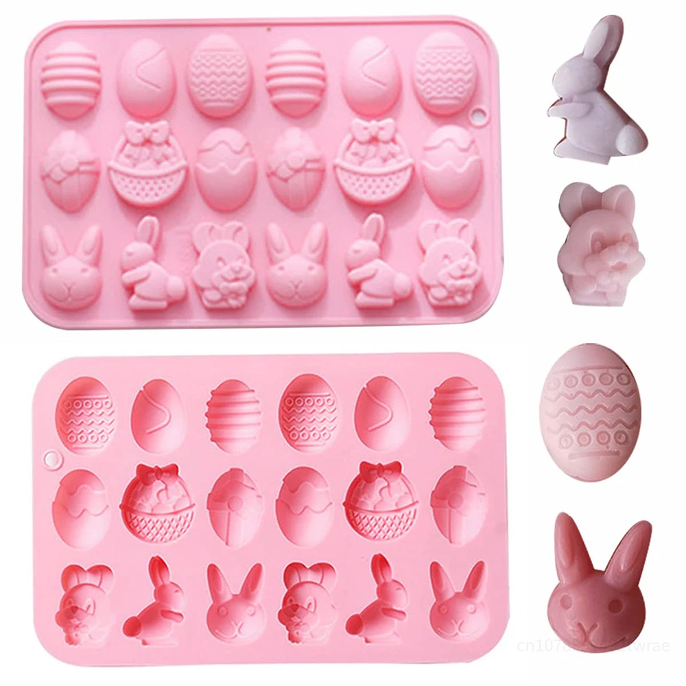 Easter Silicone Mold Rabbit Colored Egg Chocolate Cake Mold Biscuit Cutter Baking Tools Bunny Shape Easter DIY Decoration Tools