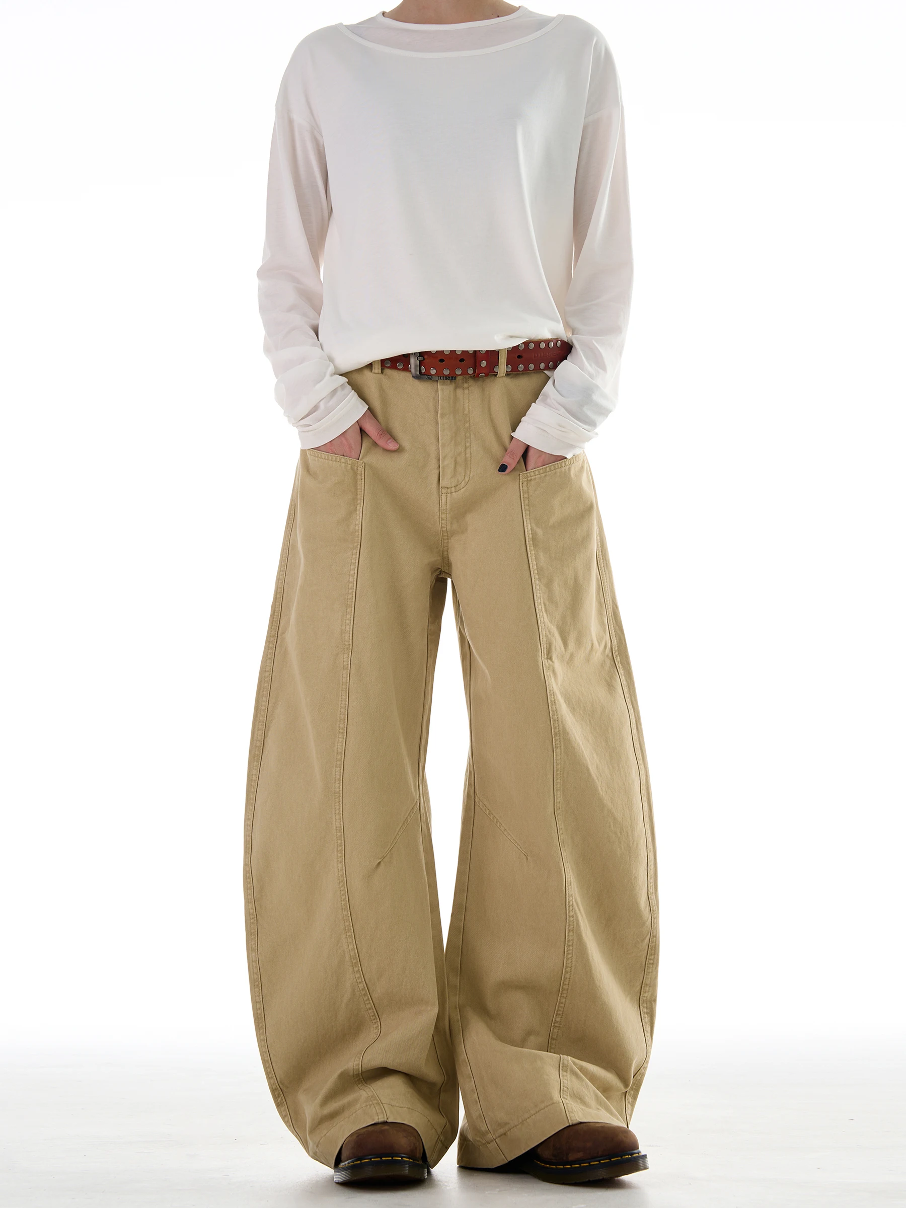 

MADWITCH Vintage Simple Cut Design Casual Pants Men's Loose Silhouette Drag Knife Leisure Trousers ex Long Workwear