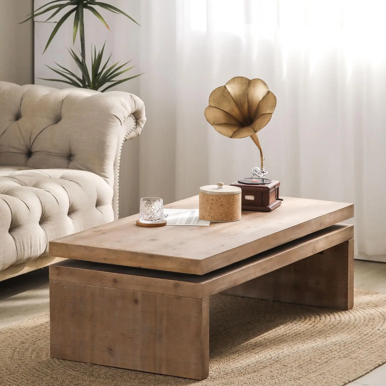 Rectangle Coffee Table For Living Room Mid Century Modern, Customized