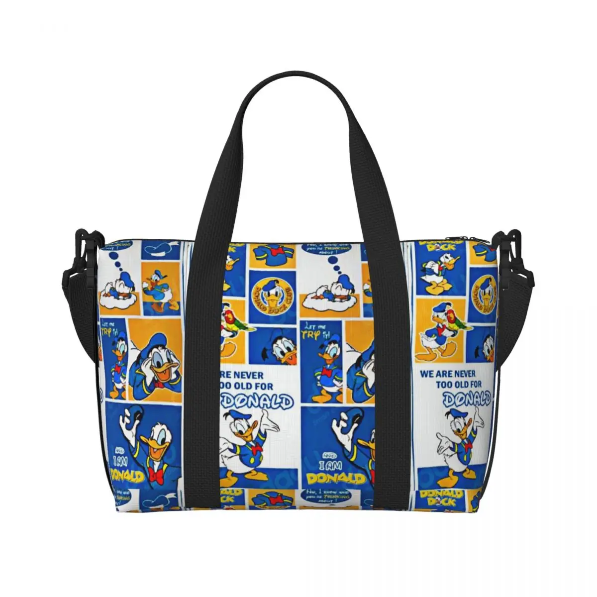 

Пляжная сумка-тоут Custom Donald Anime Duck для женщин, очень большая, для спортзала, путешествий и шопинга