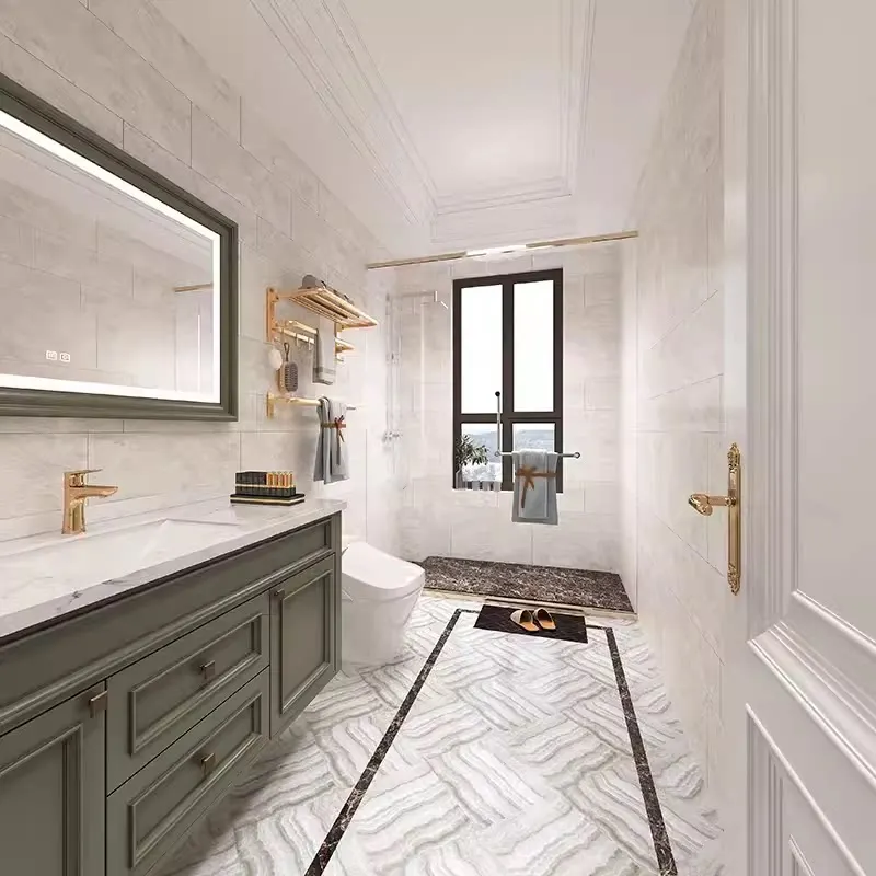 

Rubber wood solid wood paint bathroom cabinet combination, bathroom washbasin washstand bathroom cabinet