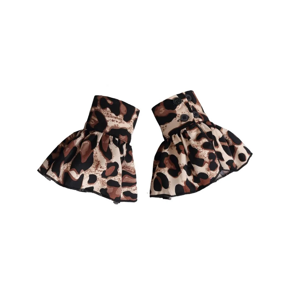 

Съемный декоративный воротник-рубашка с леопардовым принтом, накладные рукава, удобные в носке, легко надеваемые фальшивые манжеты на запястья